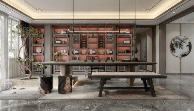 新中式茶室3D模型下载